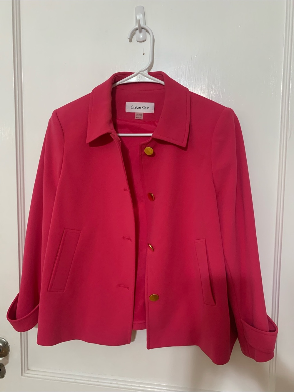 Calvin Klein Hot Pink Single-Breasted Blazer with Gold Buttons